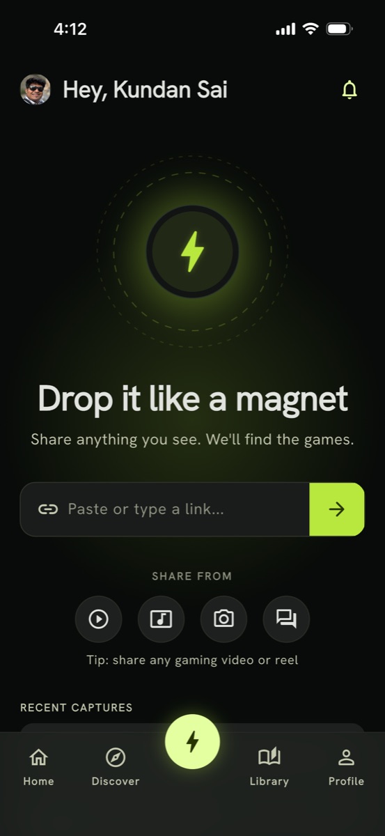 Capture screen: paste a link or share from any app